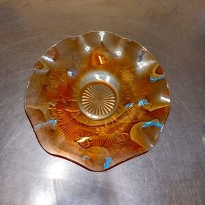 Marigold Jeanette Carnival Glass Iris Herringbone